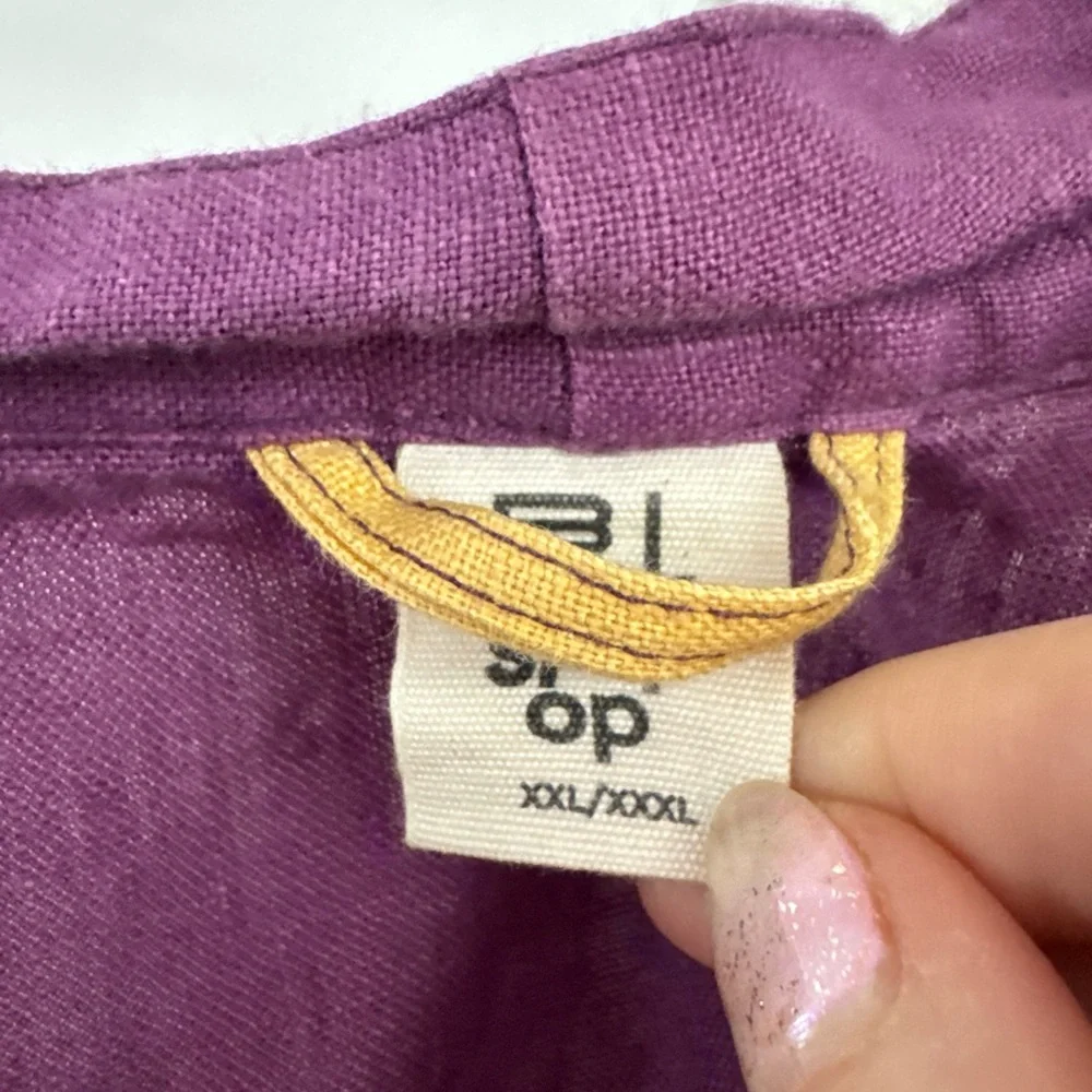 Block Shop Textiles 100% Linen Robe Ochre & Eggplant size 2XL/3XL - Picture 3 of 5